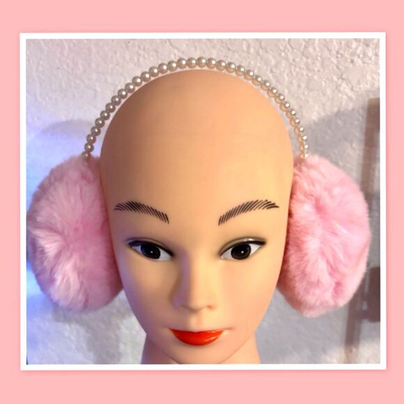 unidifined Accessories - Ladies' Winter Fuzzy Ear Warmers, Imitation Pearls ~ OSFM